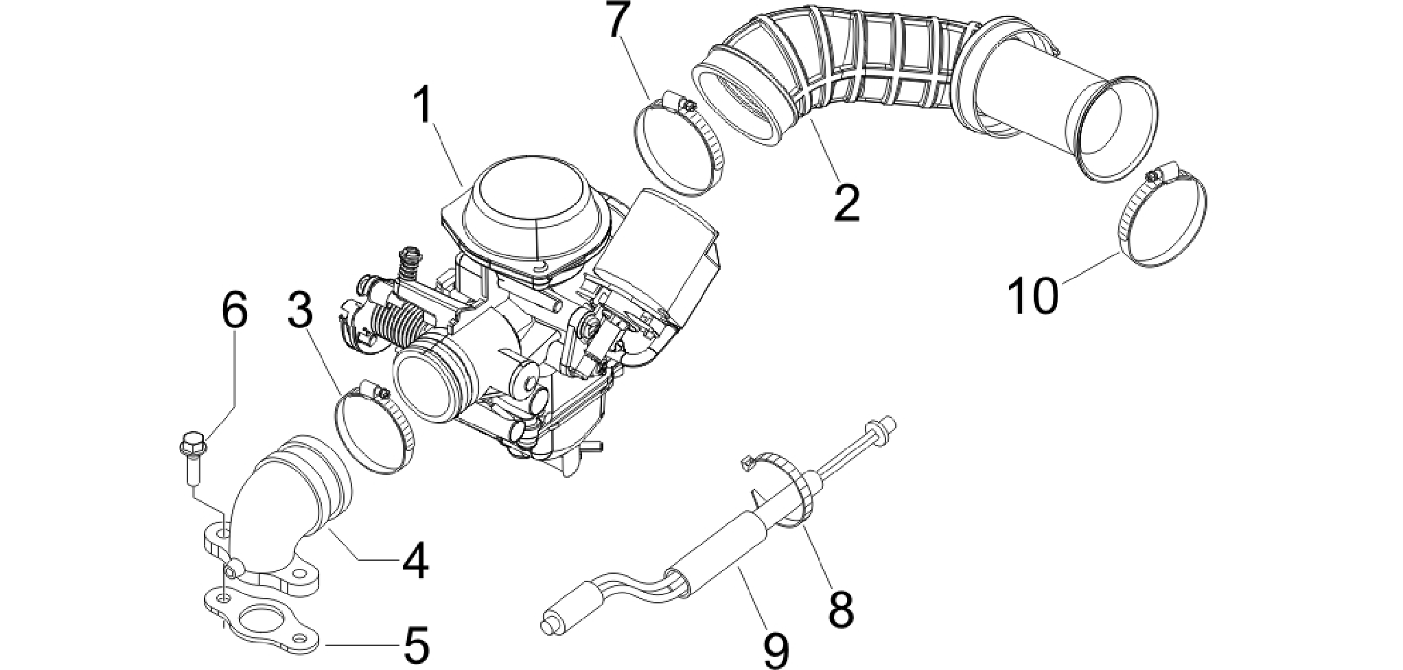 Carburettor, assembly - Union pipe