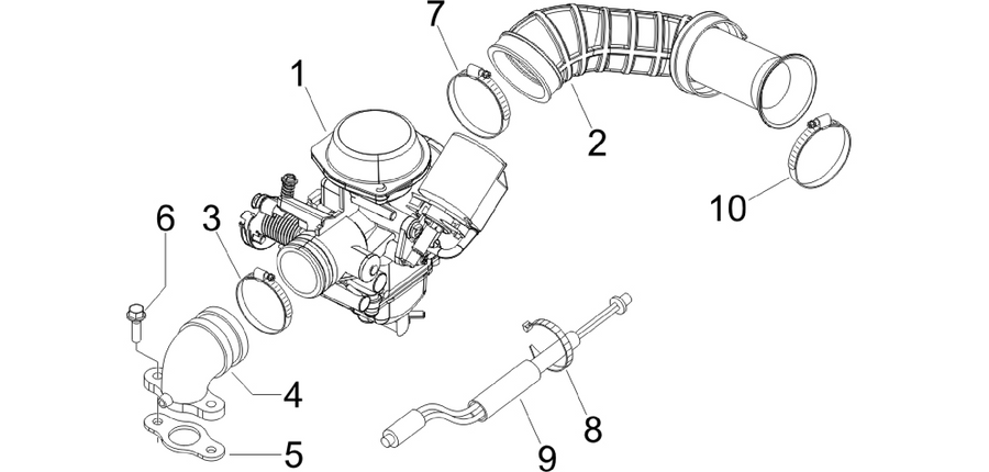 Carburettor, assembly - Union pipe