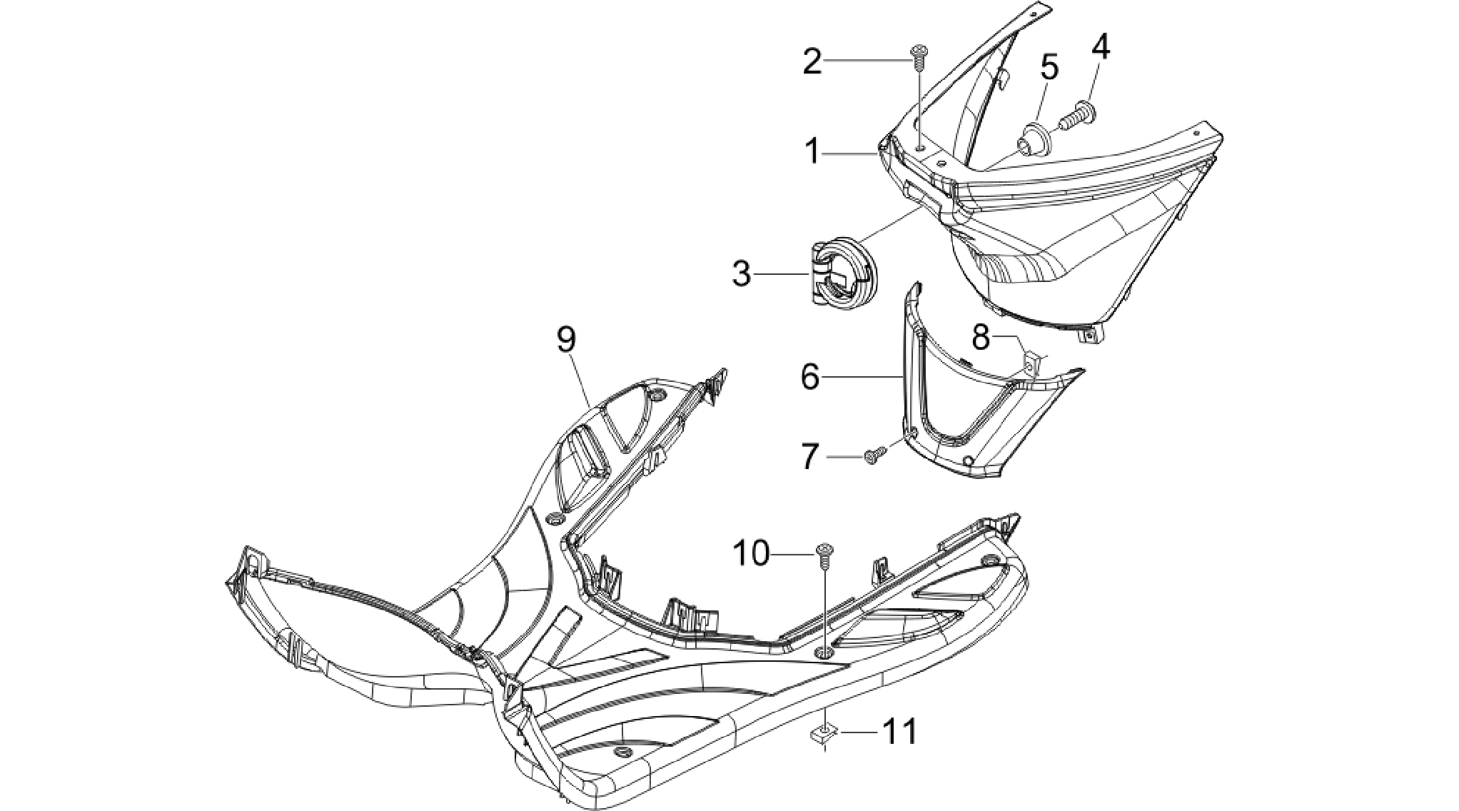 Central cover - Footrests