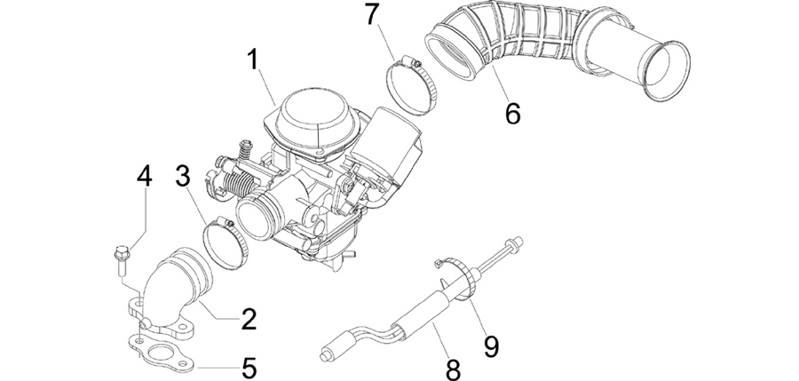 Carburettor, assembly - Union pipe
