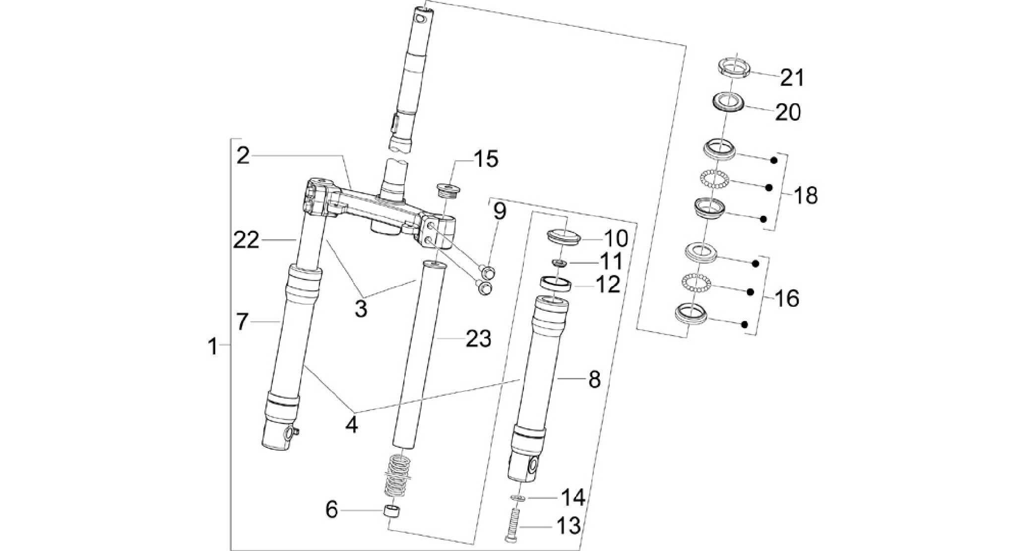 Fork/steering tube - Steering bearing unit