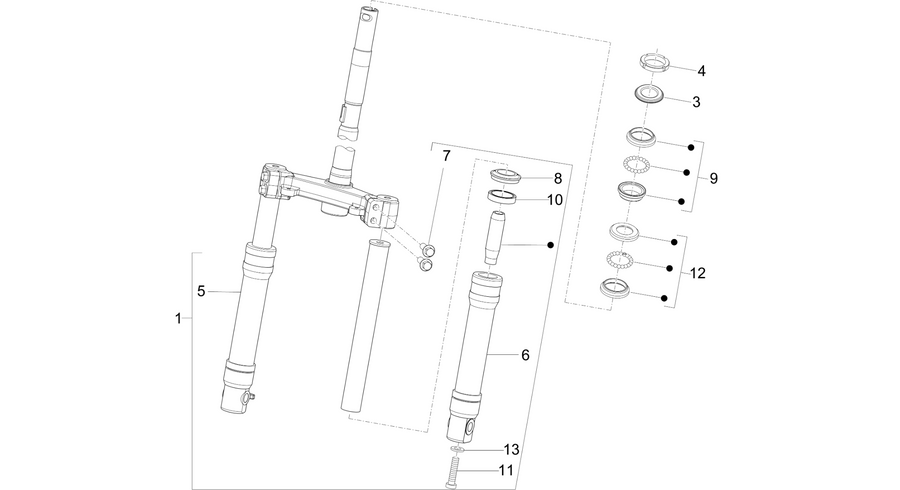 Fork/steering tube - Steering bearing unit