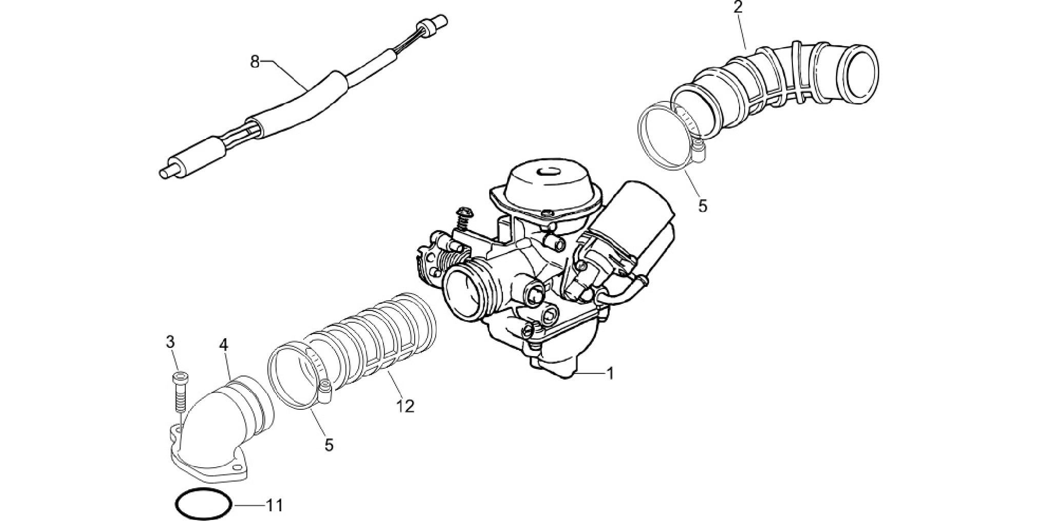 Carburettor, assembly - Union pipe
