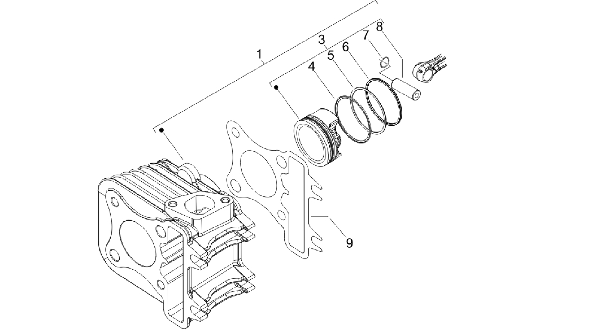 Cylinder-pistston-wrist pin unit