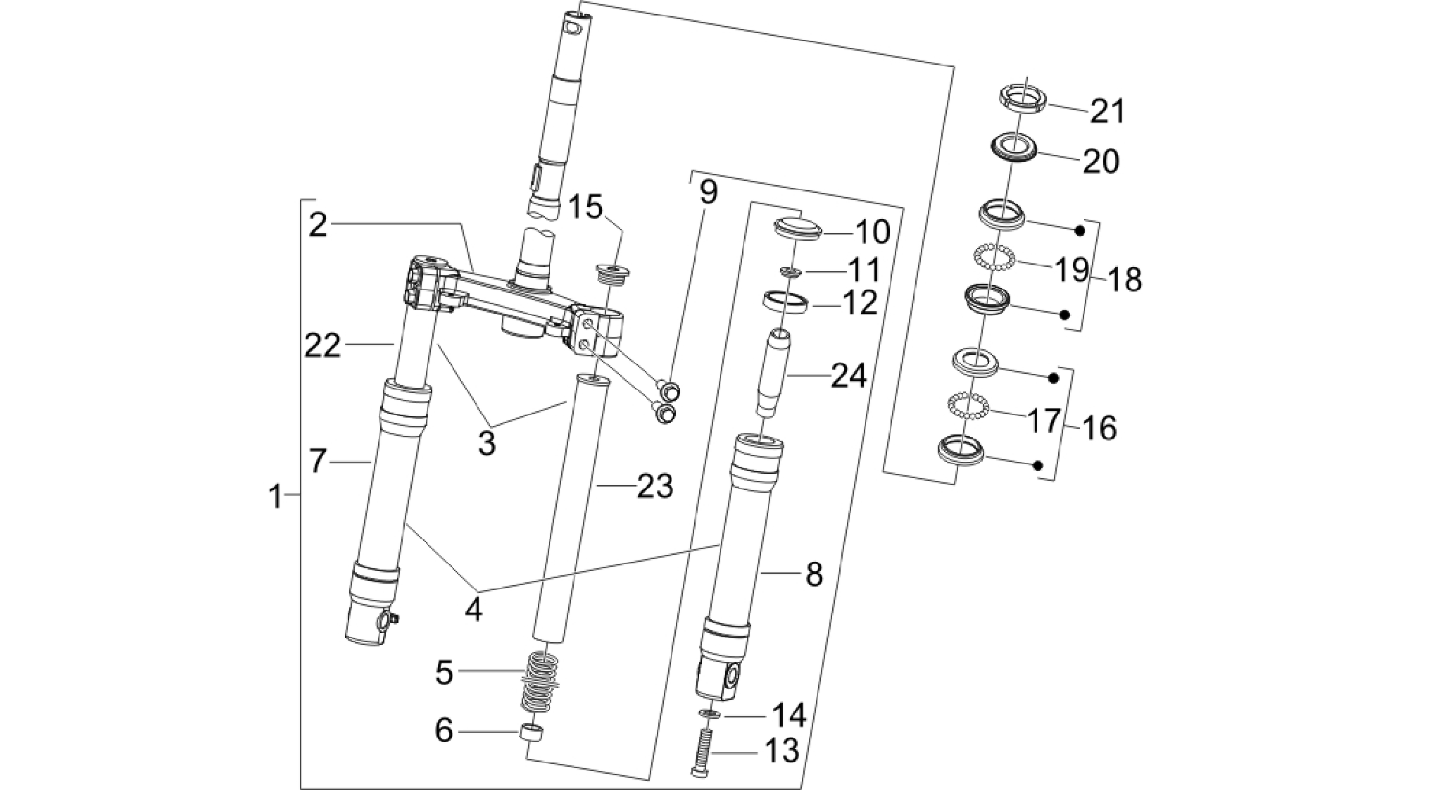 Fork/steering tube - Steering bearing unit