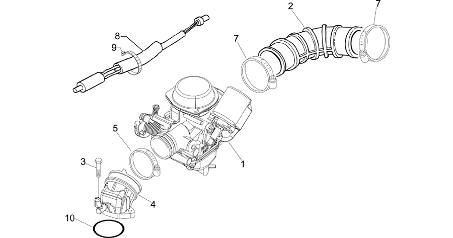 Carburettor, assembly - Union pipe