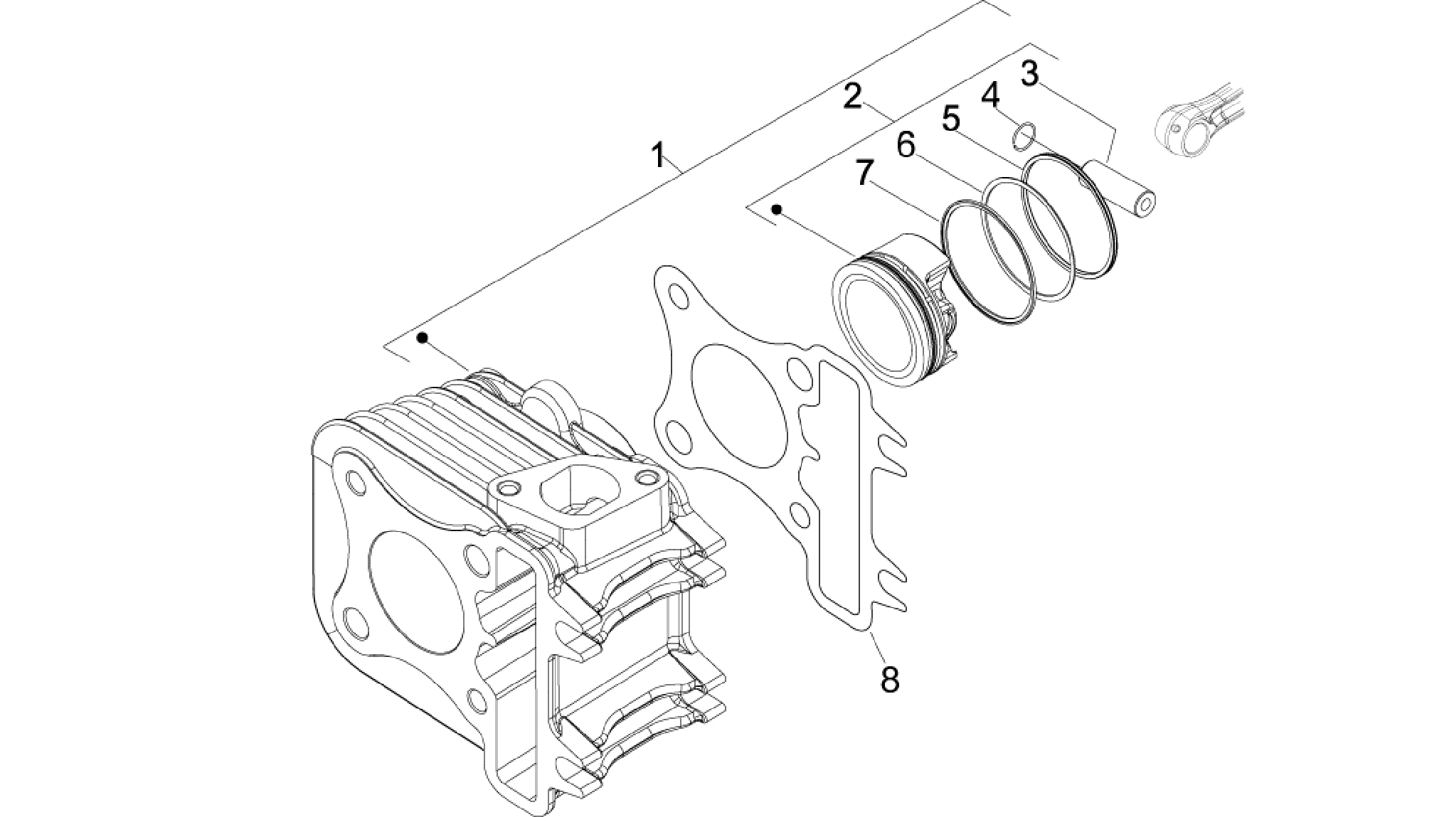 Cylinder-pistston-wrist pin unit