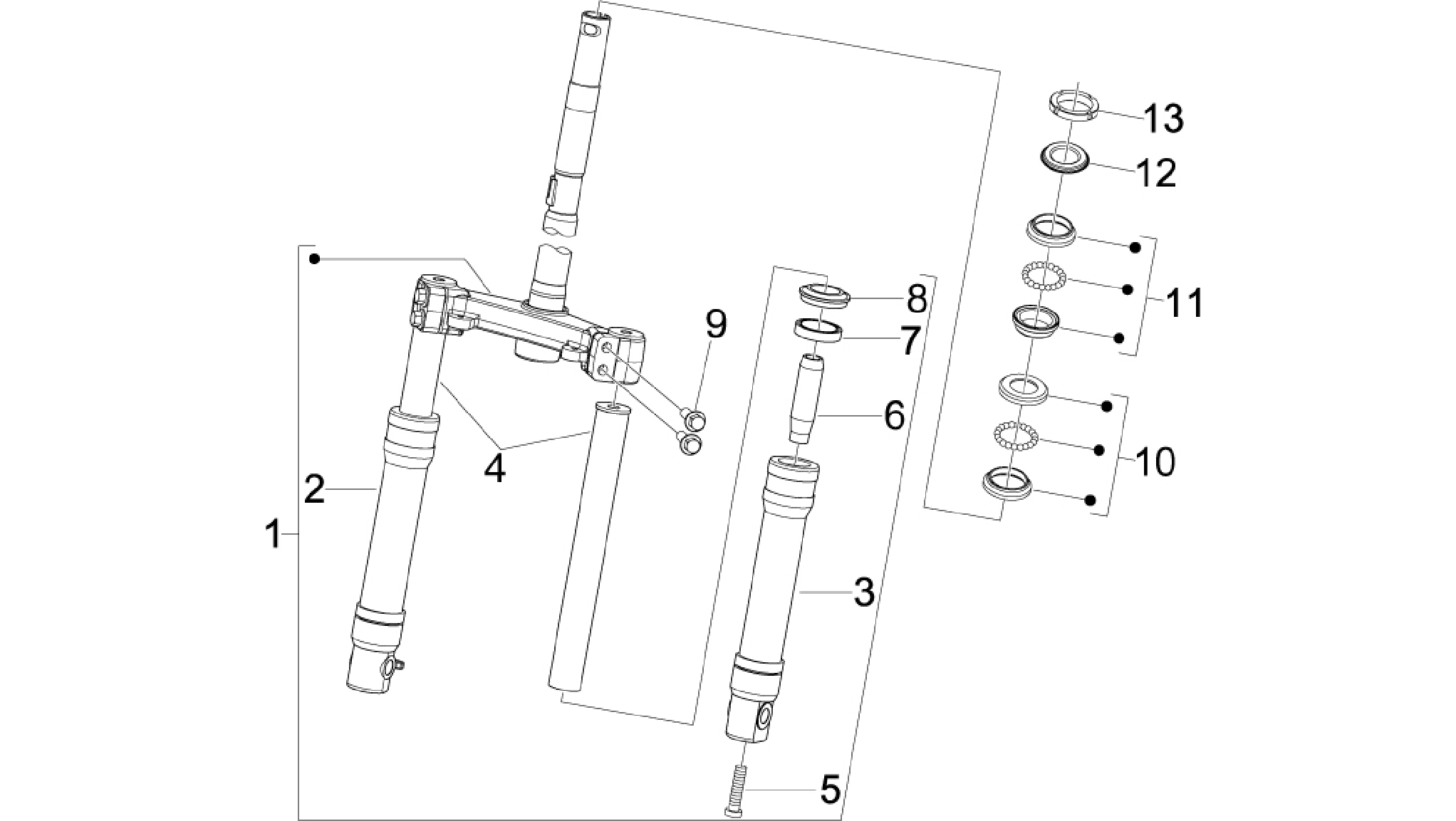Fork/steering tube - Steering bearing unit