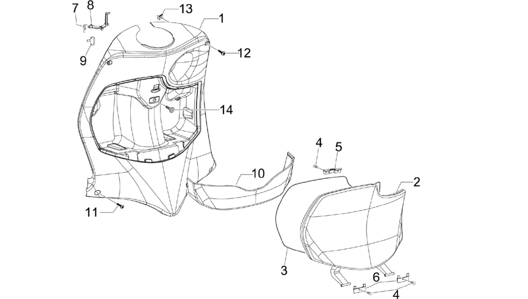 Front glove-box - Knee-guard panel