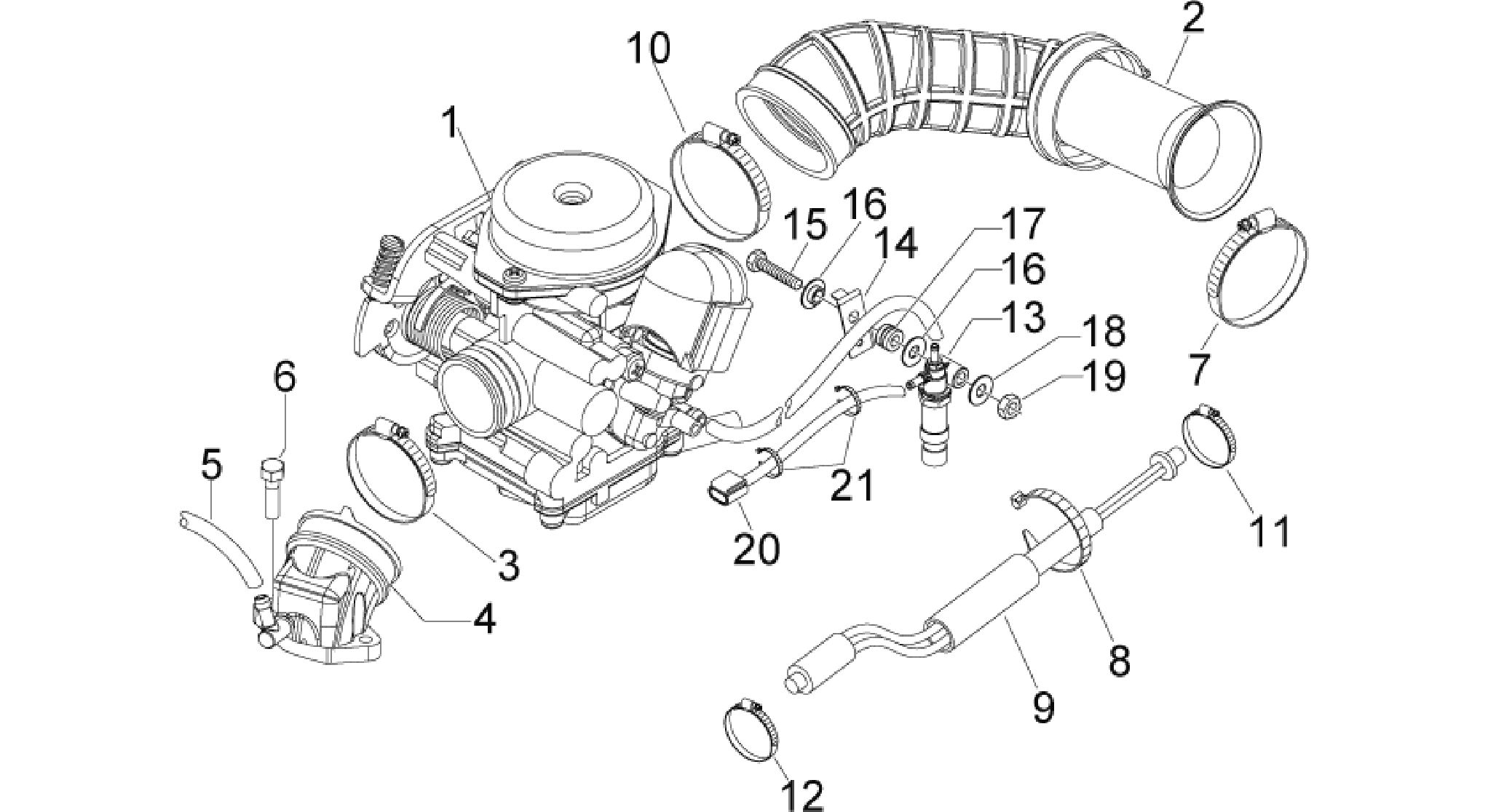 Carburettor, assembly - Union pipe