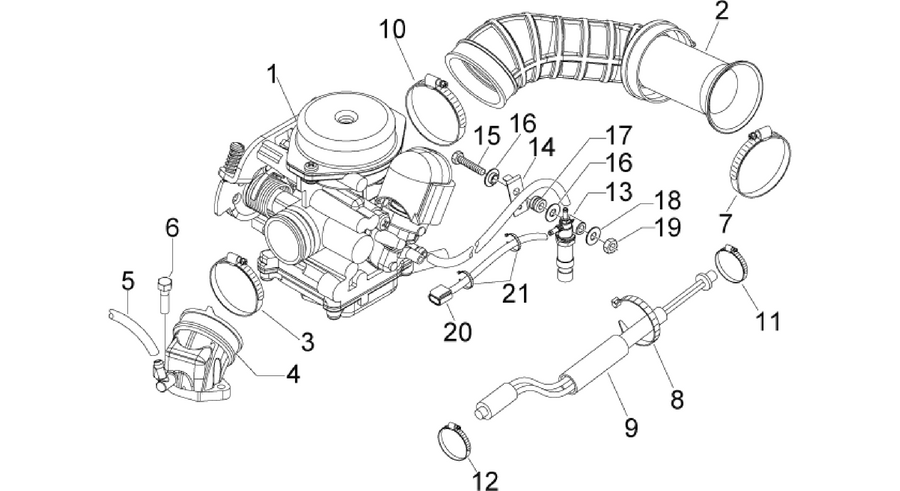 Carburettor, assembly - Union pipe