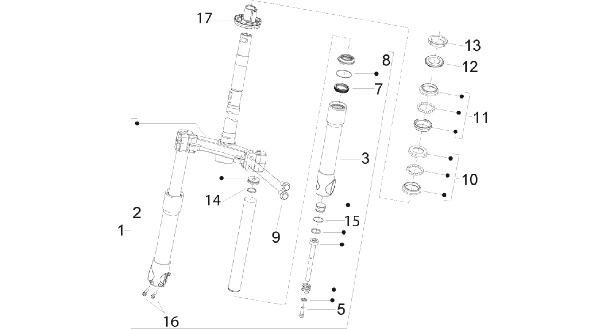 Fork/steering tube - Steering bearing unit
