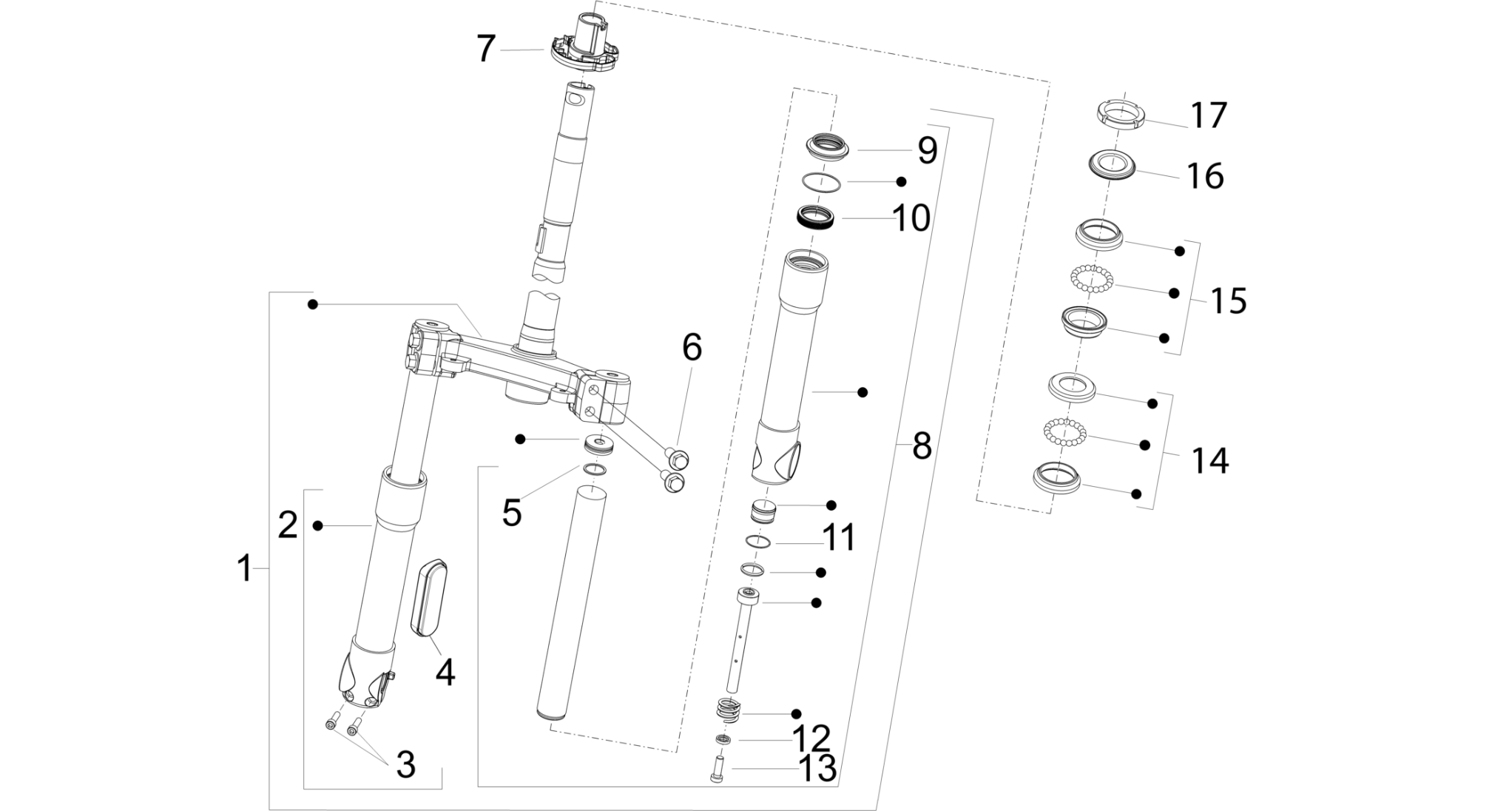 Fork/steering tube - Steering bearing unit