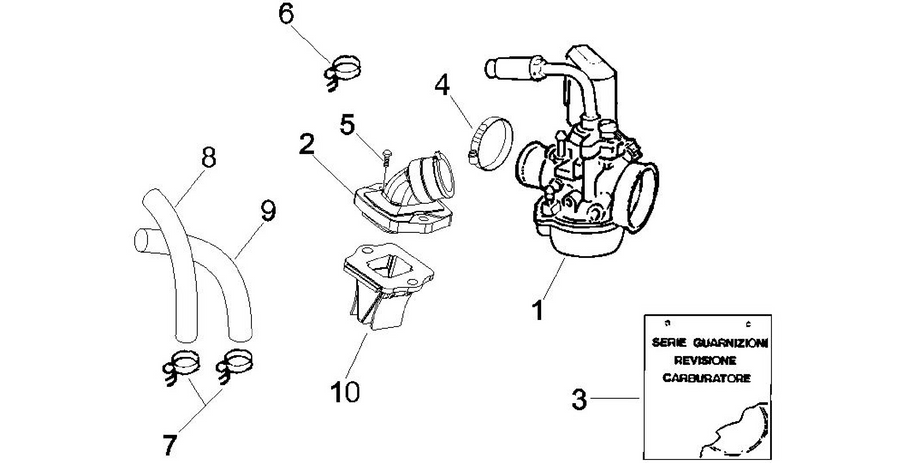 Carburettor, assembly - Union pipe