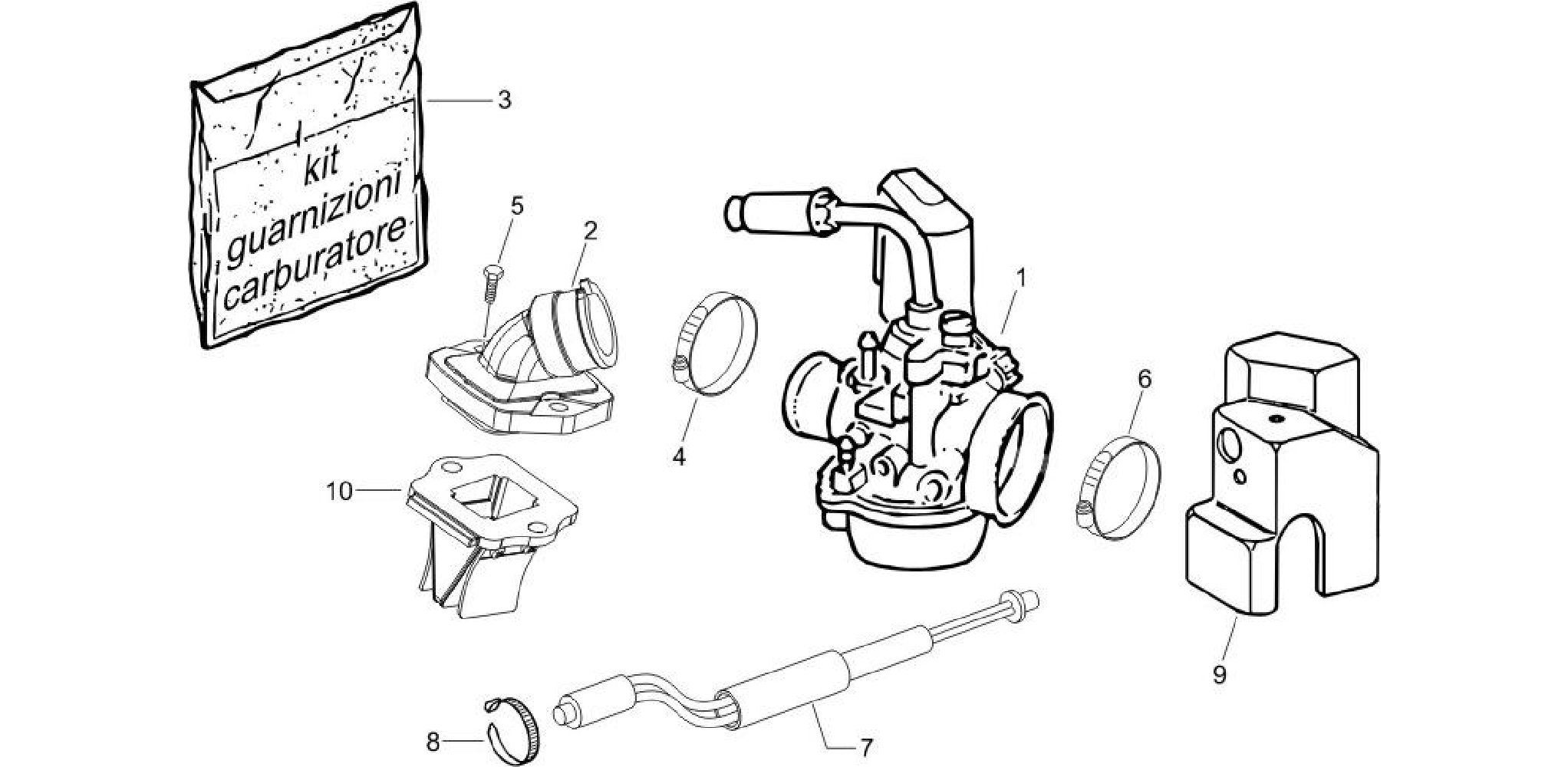 Carburettor, assembly - Union pipe
