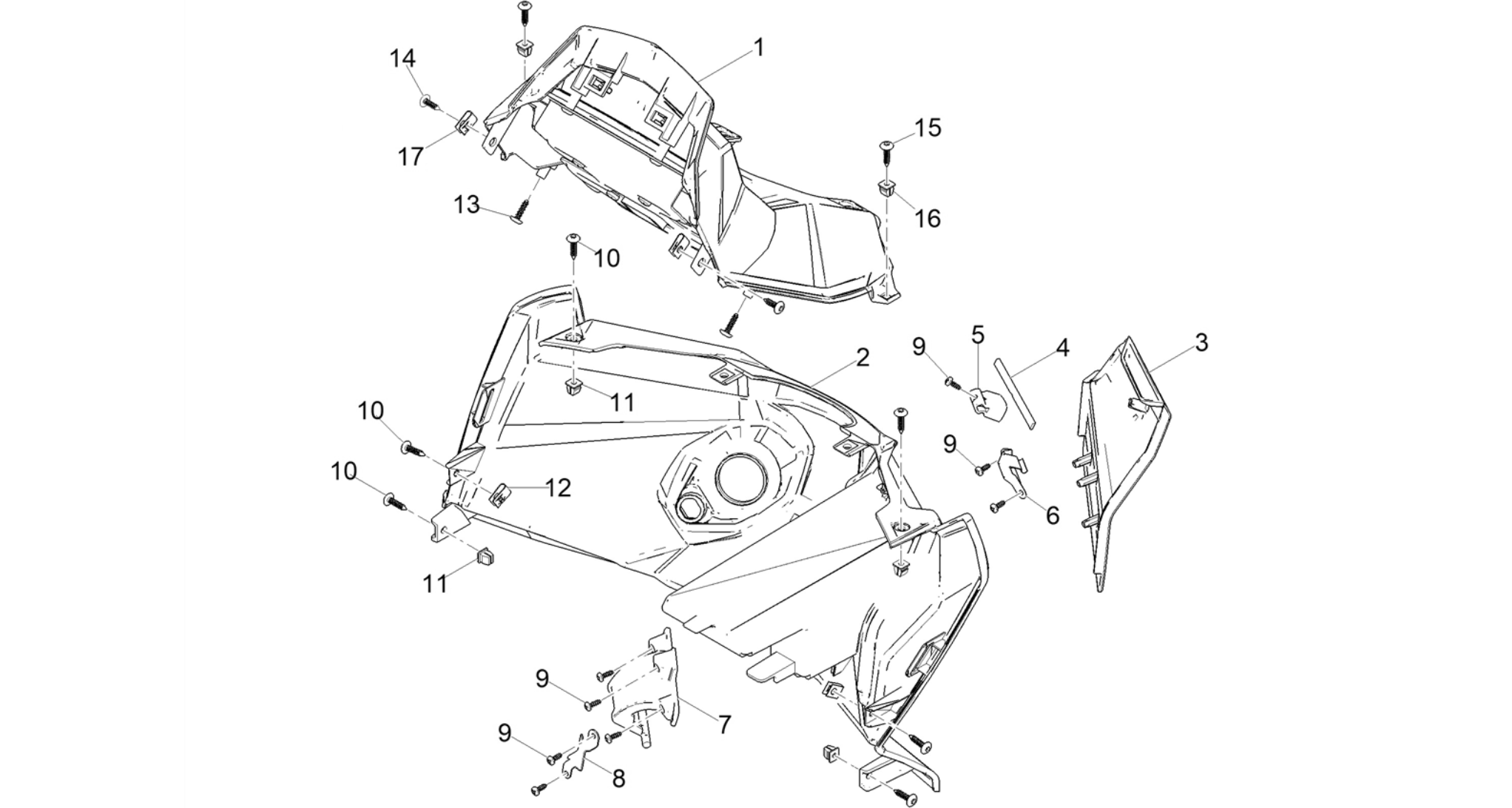 Front glove-box - Knee-guard panel
