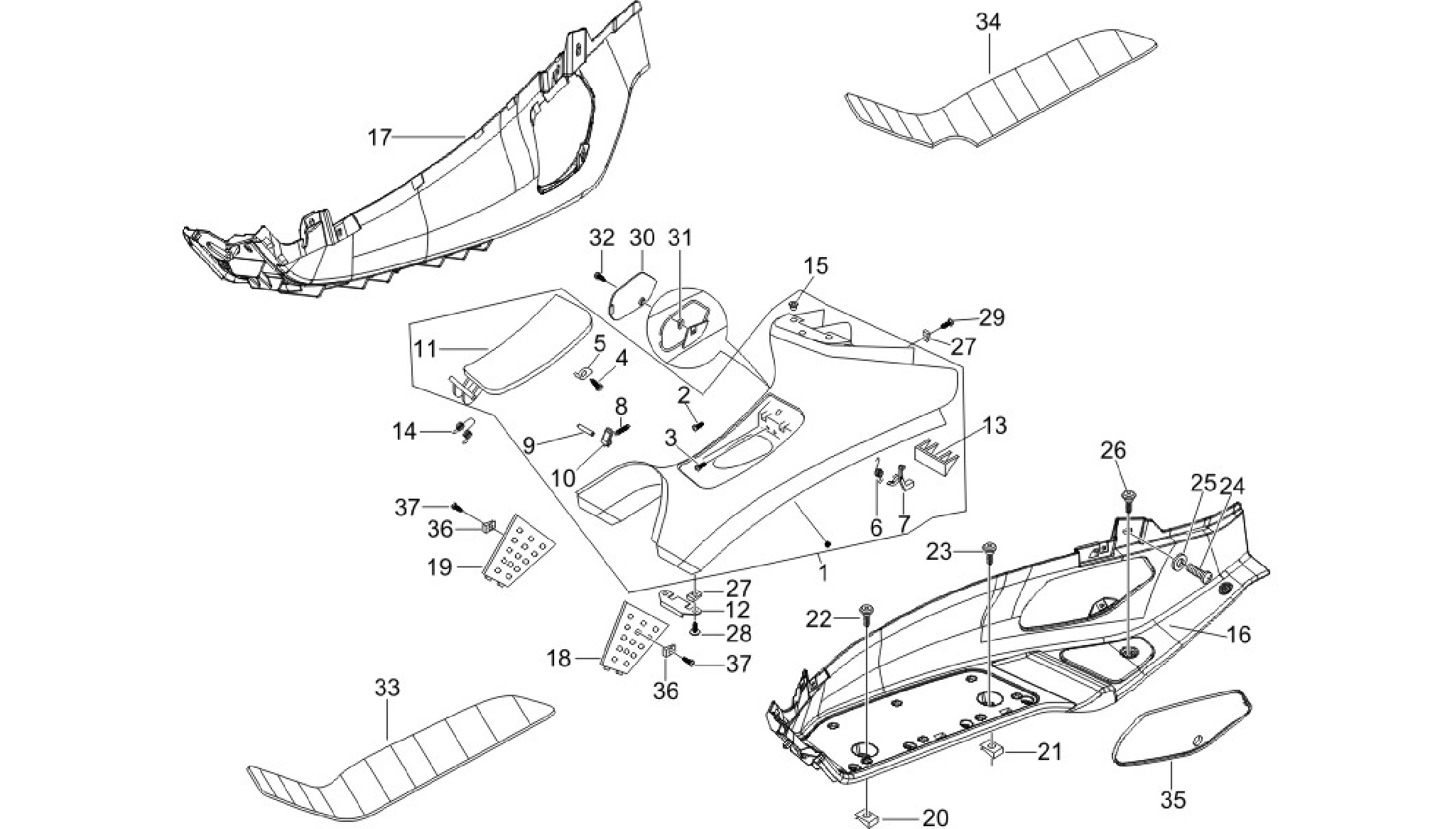 Central cover - Footrests