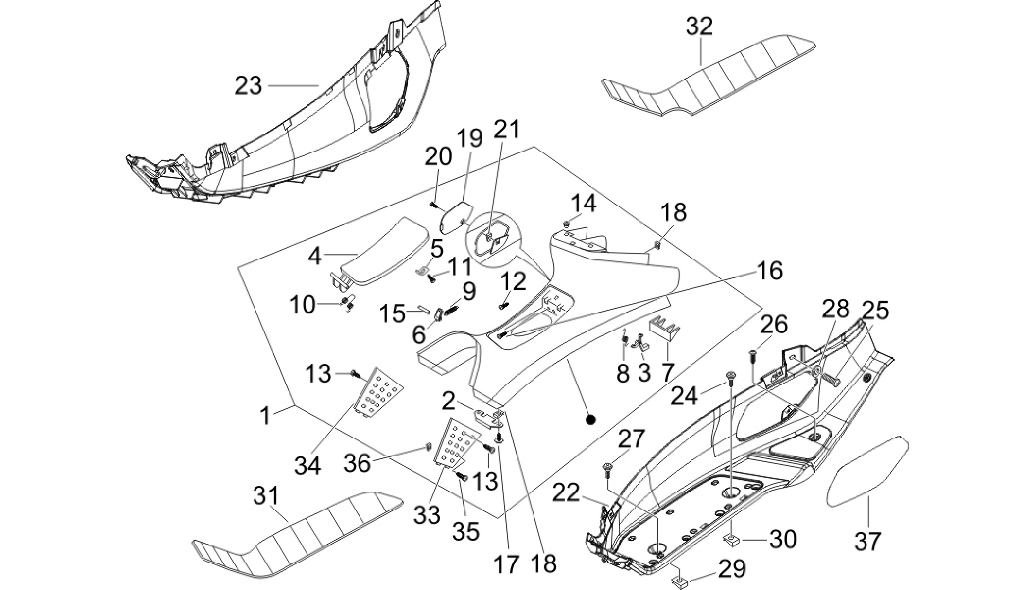 Central cover - Footrests