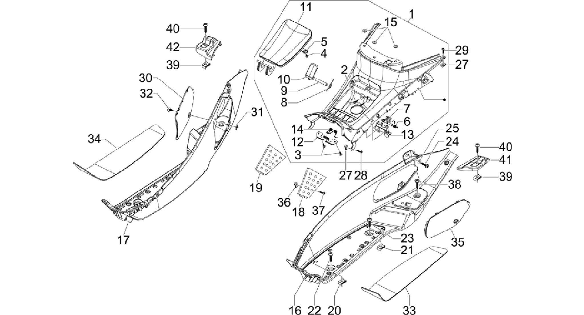Central cover - Footrests