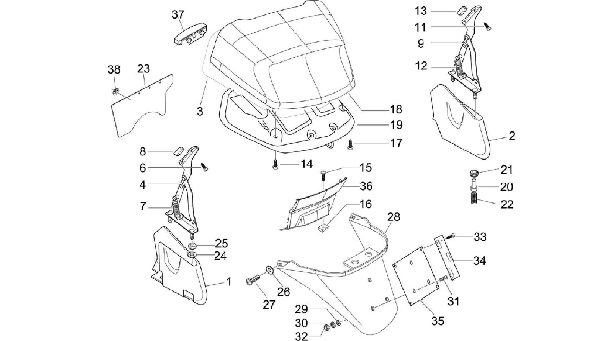 Rear cover - Splash guard