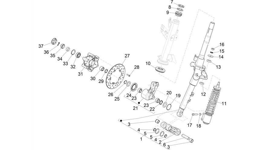 Fork/steering tube - Steering bearing unit