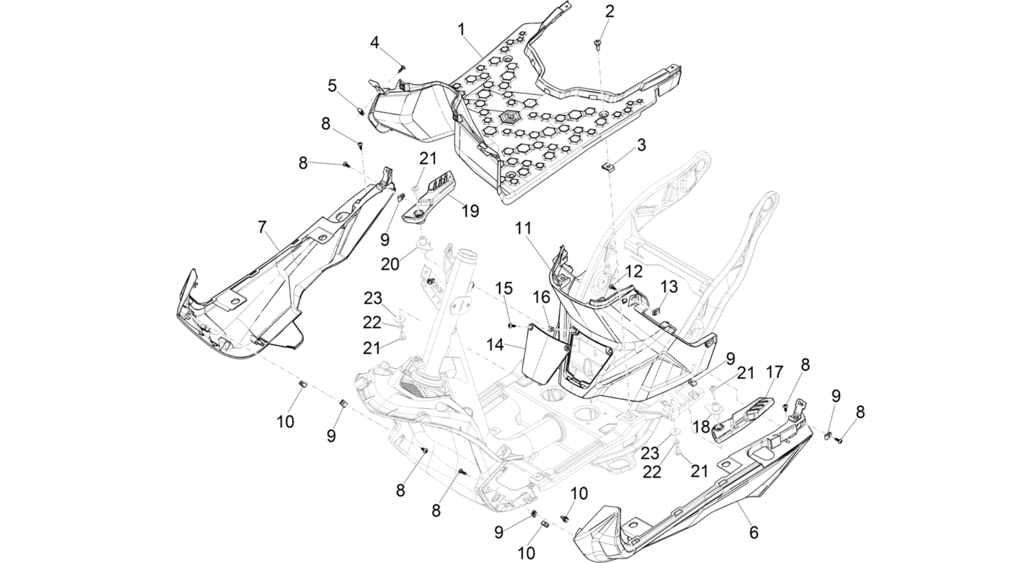 Central cover - Footrests