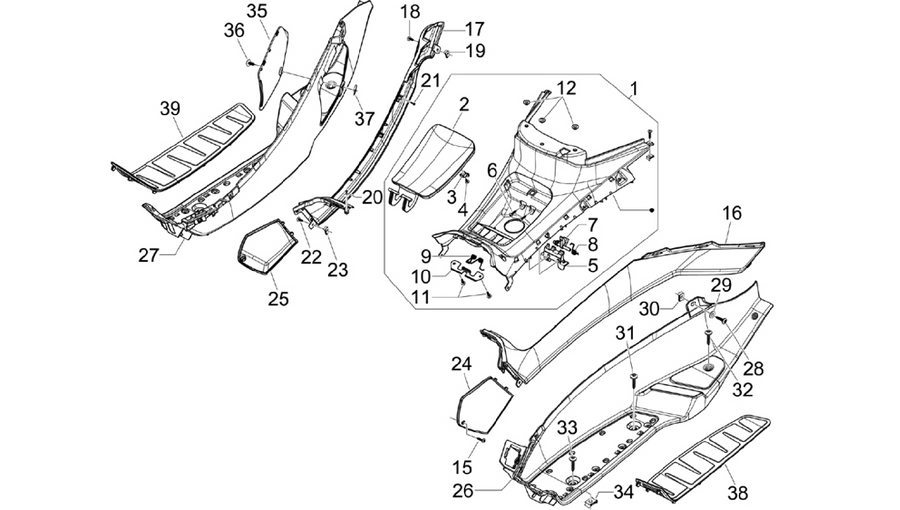 Central cover - Footrests
