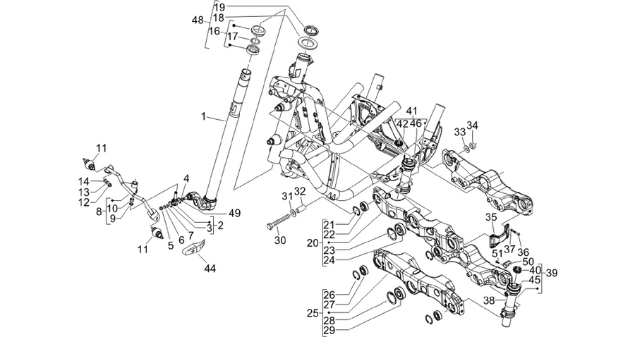 Fork/steering tube - Steering bearing unit