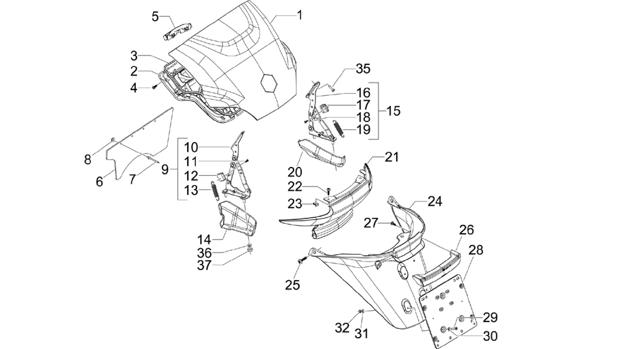 Rear cover - Splash guard