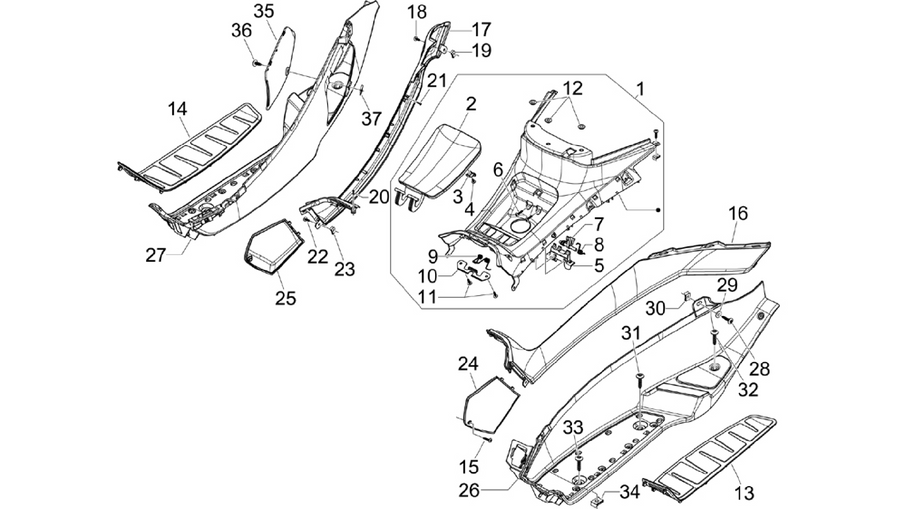 Central cover - Footrests