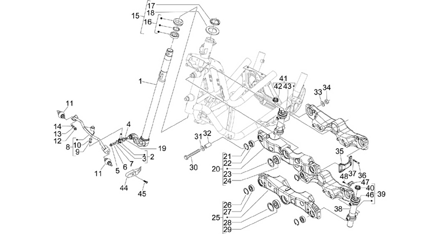 Fork/steering tube - Steering bearing unit