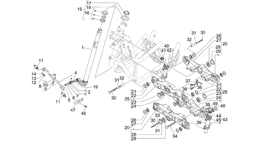 Fork/steering tube - Steering bearing unit