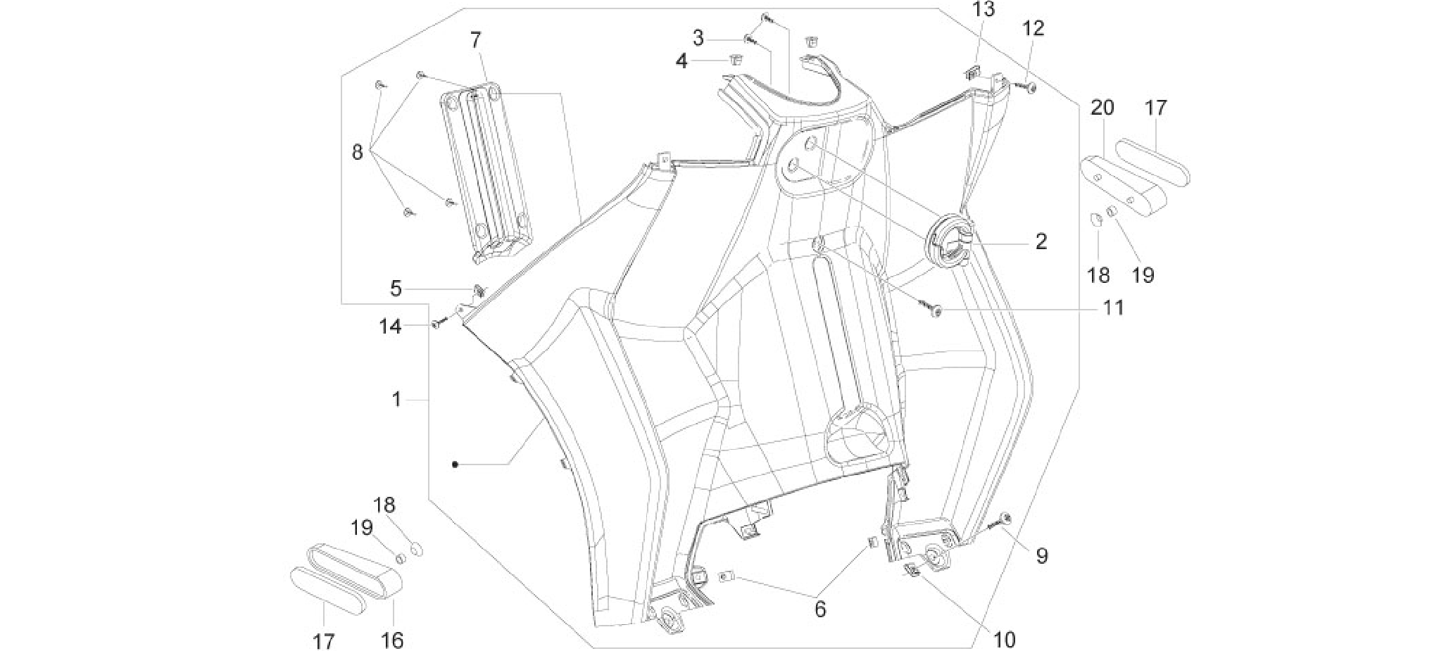 Front glove-box - Knee-guard panel