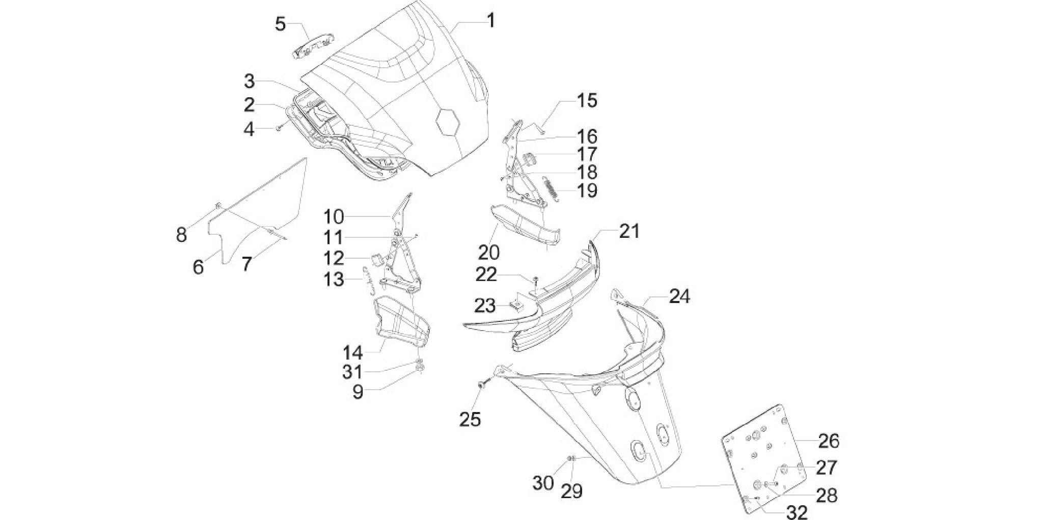 Rear cover - Splash guard