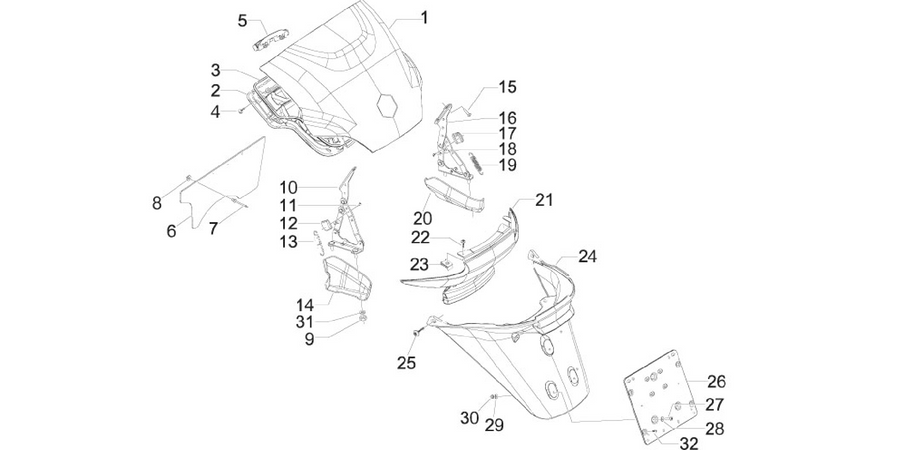 Rear cover - Splash guard