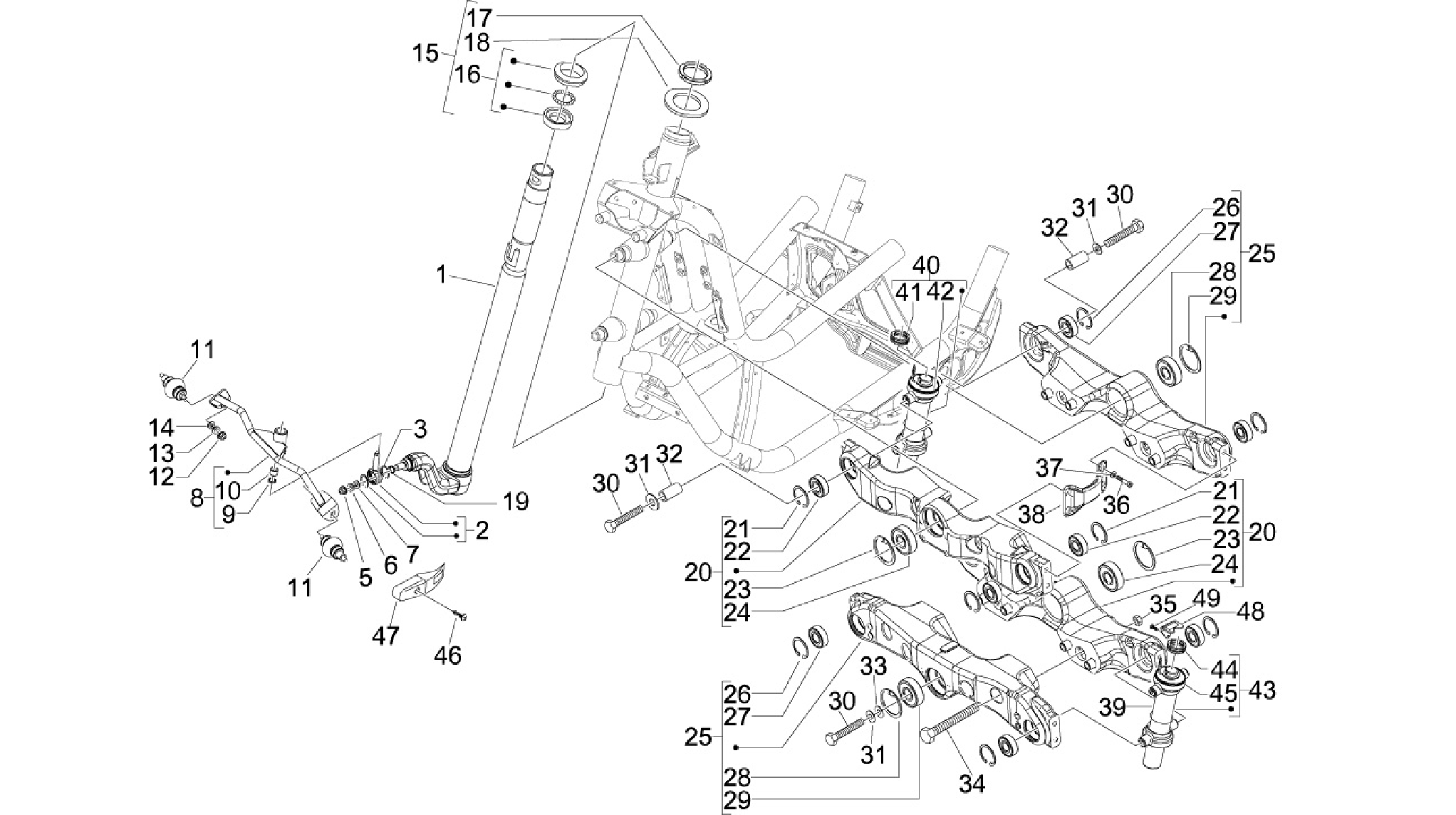 Fork/steering tube - Steering bearing unit