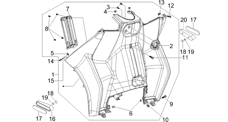 Front glove-box - Knee-guard panel
