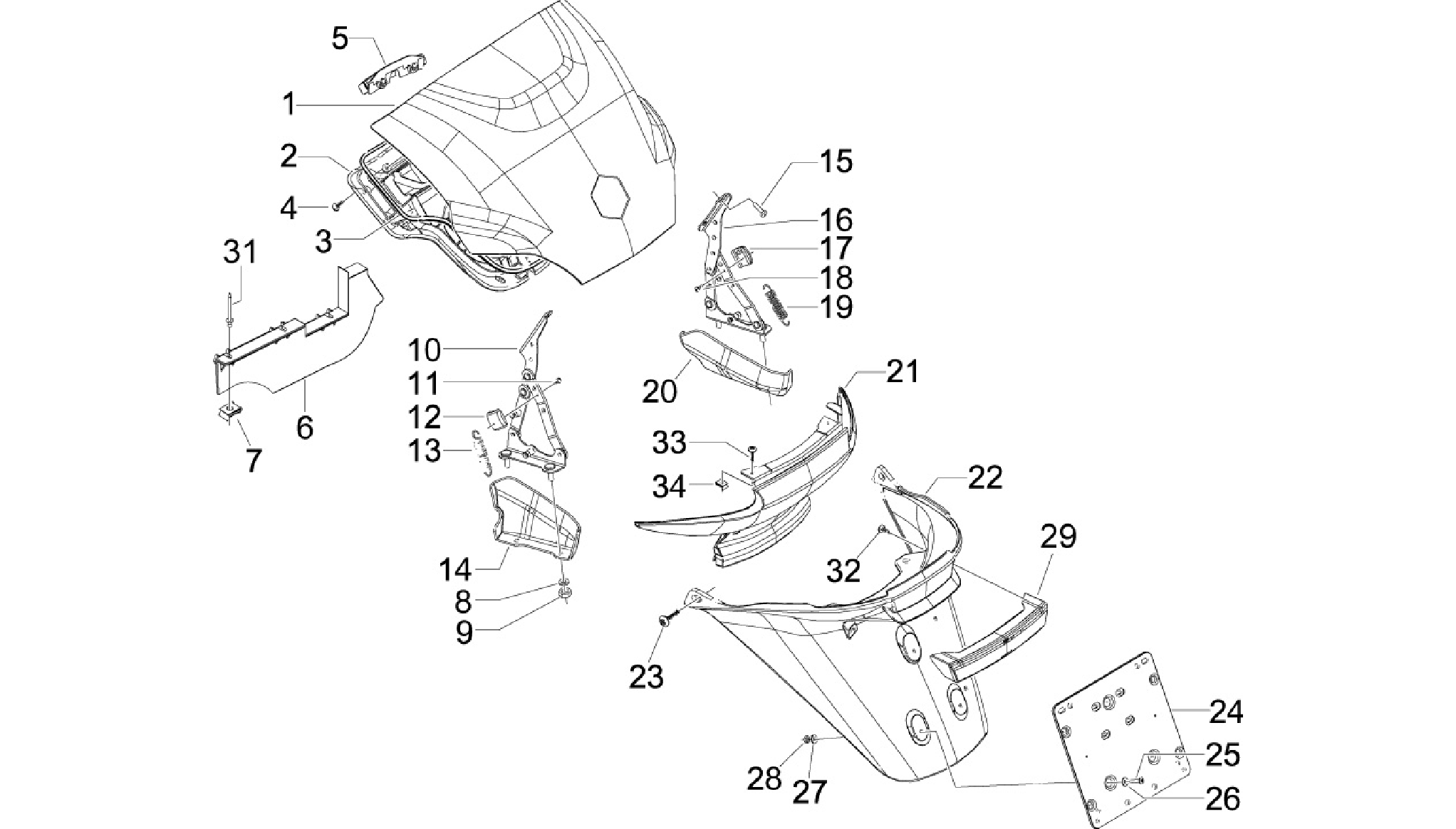 Rear cover - Splash guard