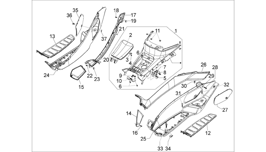 Central cover - Footrests