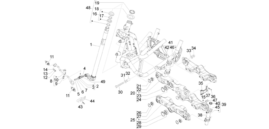 Fork/steering tube - Steering bearing unit