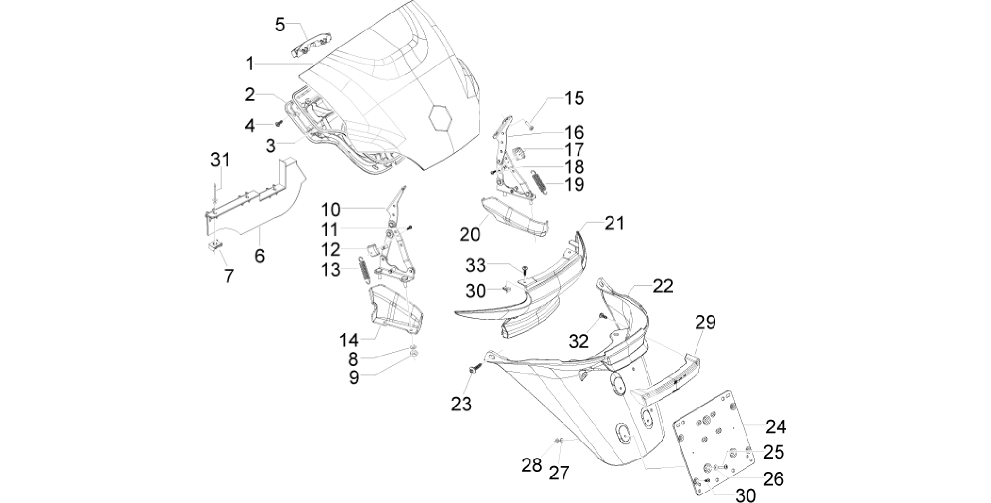 Rear cover - Splash guard