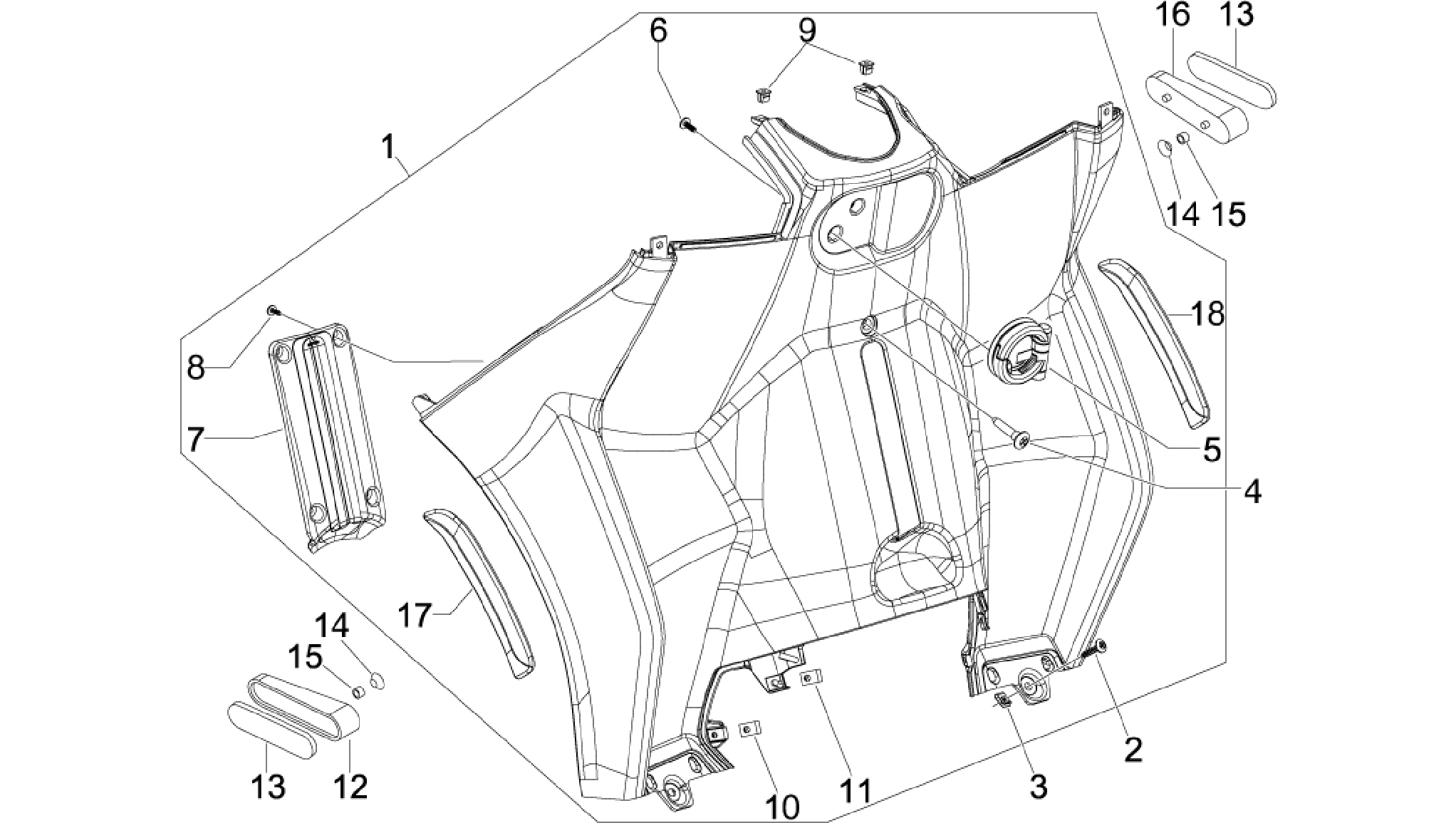 Front glove-box - Knee-guard panel