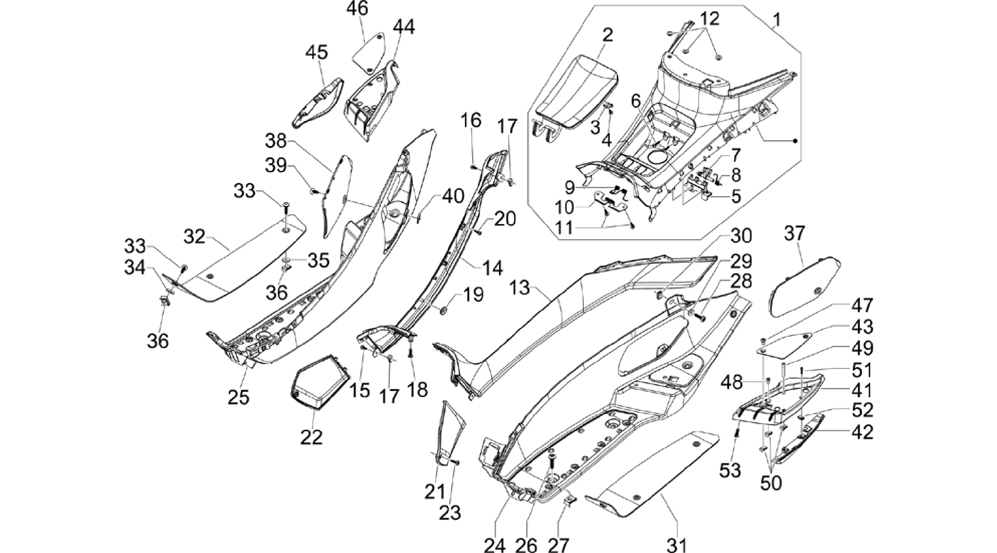 Central cover - Footrests