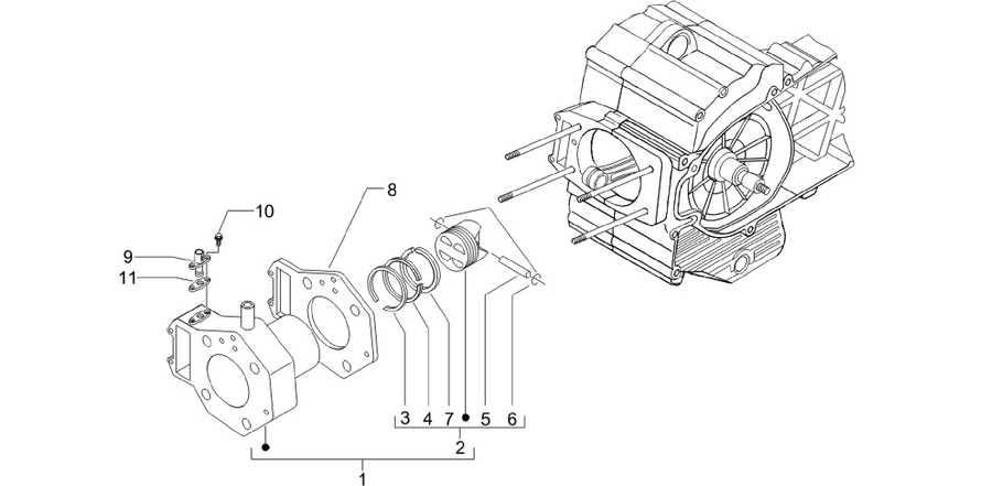 Cylinder-piston-wrist pin unit