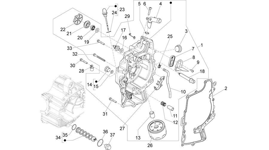 Flywheel magneto cover - Oil filter