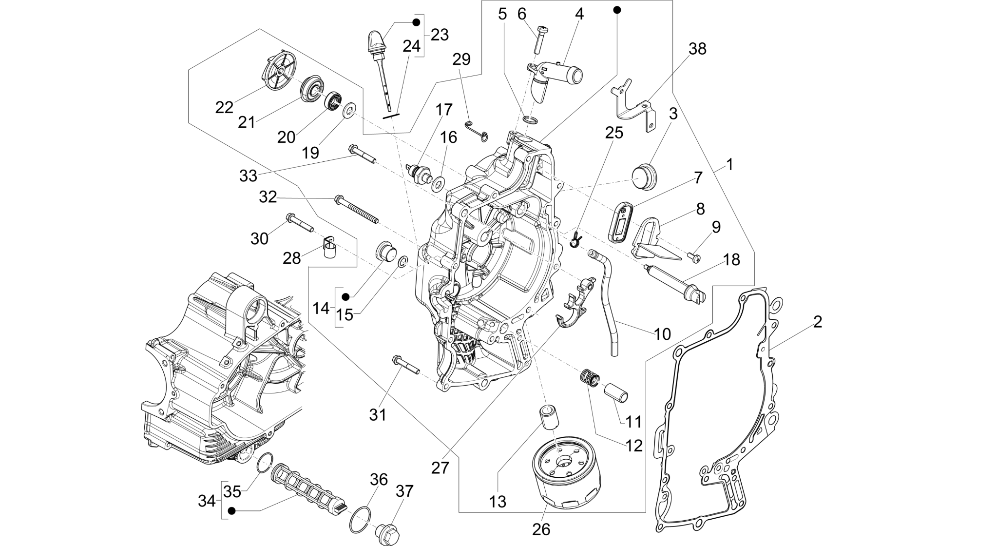 Flywheel magneto cover - Oil filter