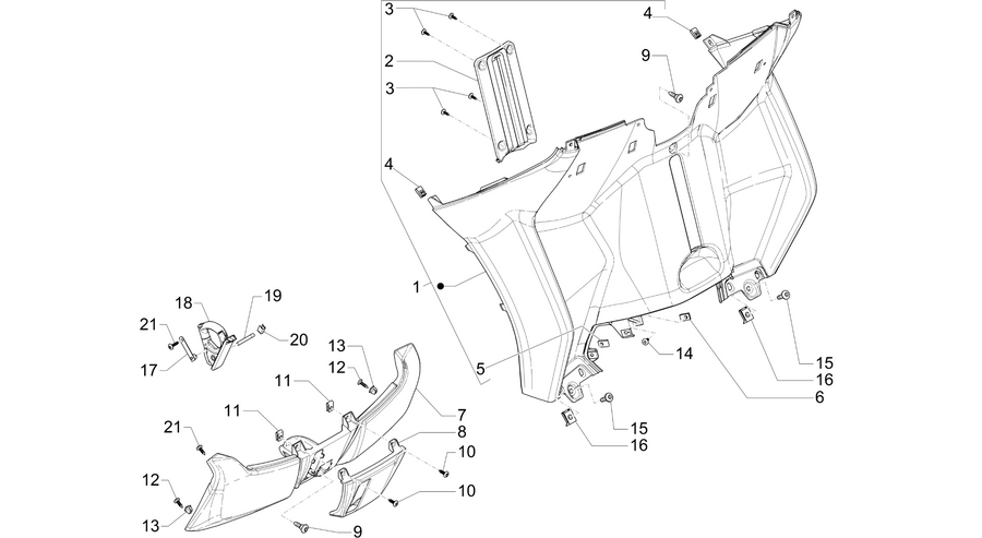 Front glove-box - Knee-guard panel