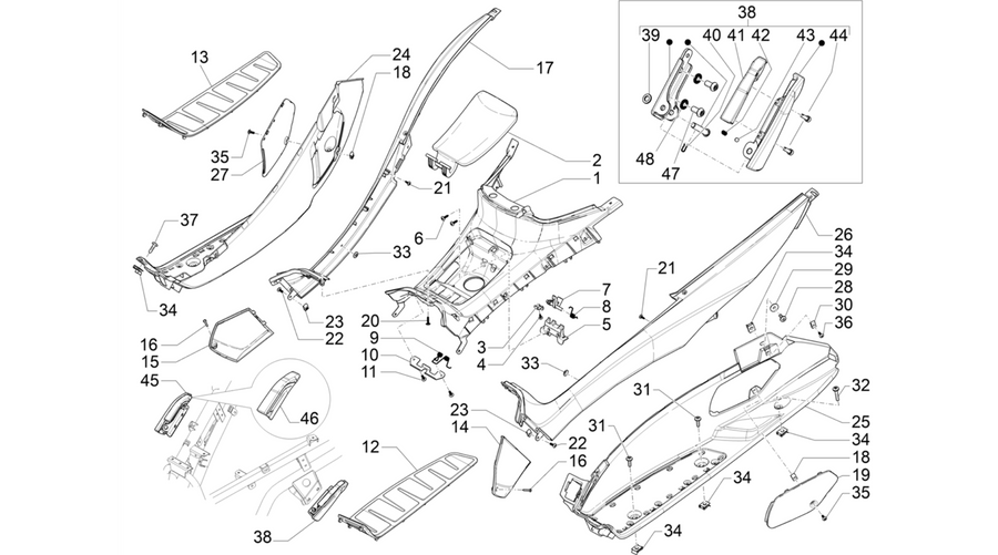 Central cover - Footrests