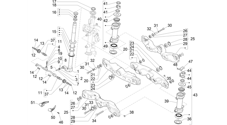 Fork/steering tube - Steering bearing unit
