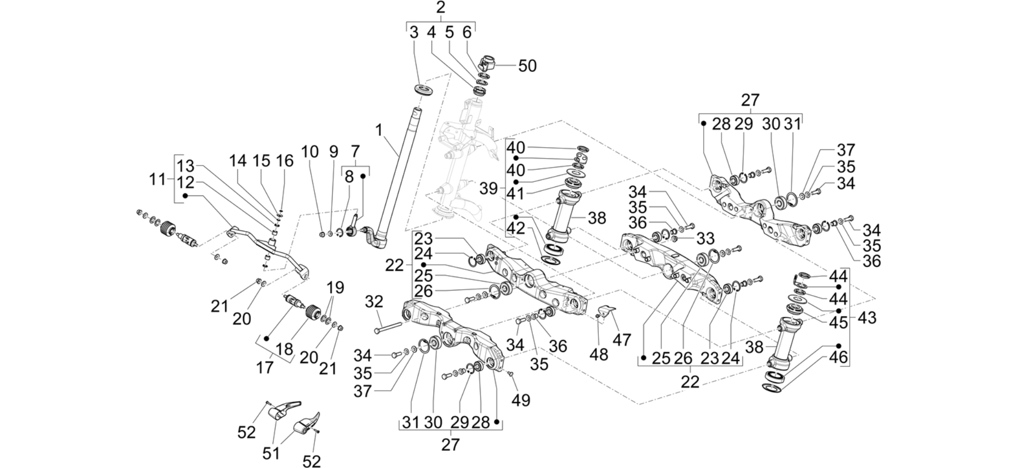 Fork/steering tube - Steering bearing unit